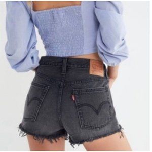 Levi's 501 Micro Shorts In Black Cutoff Raw Hem 32"